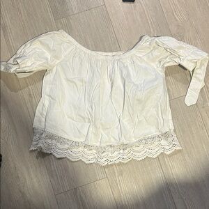 Chic Off-Shoulder Lace Hem Blouse